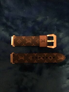Louis Vuitton Monogram Watch Strap in Dark Brown with Gold Hardware